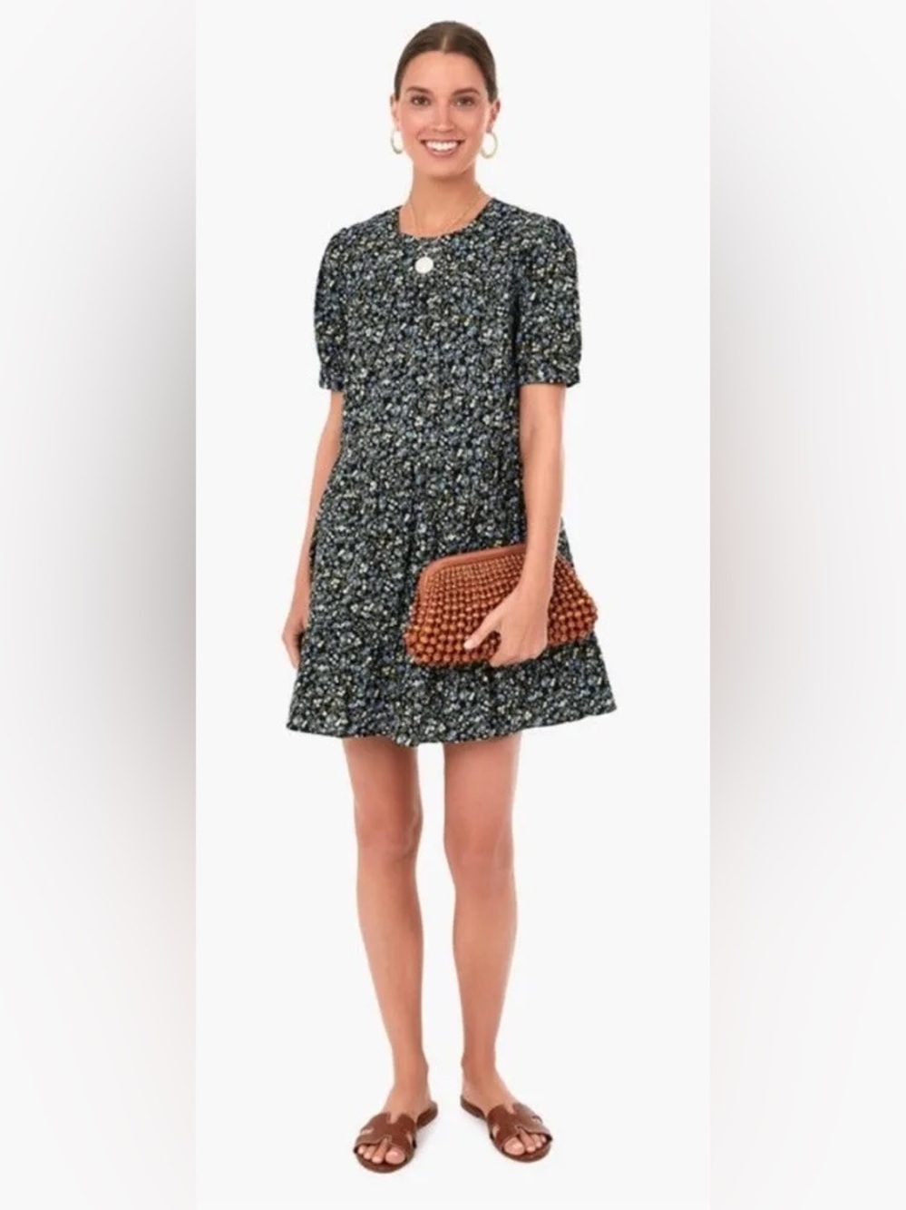 Tuckernuck Hyacinth House Quinn Tiered Mini Dress in Black Floral Small